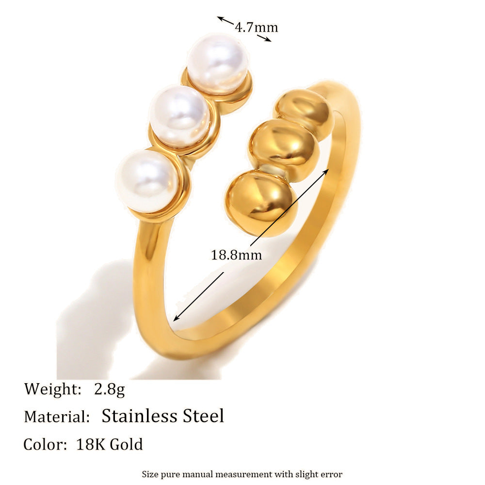 Anello da donna in acciaio inossidabile placcato oro 18 carati con geometria alla moda, gioielli minimalisti in stile francese