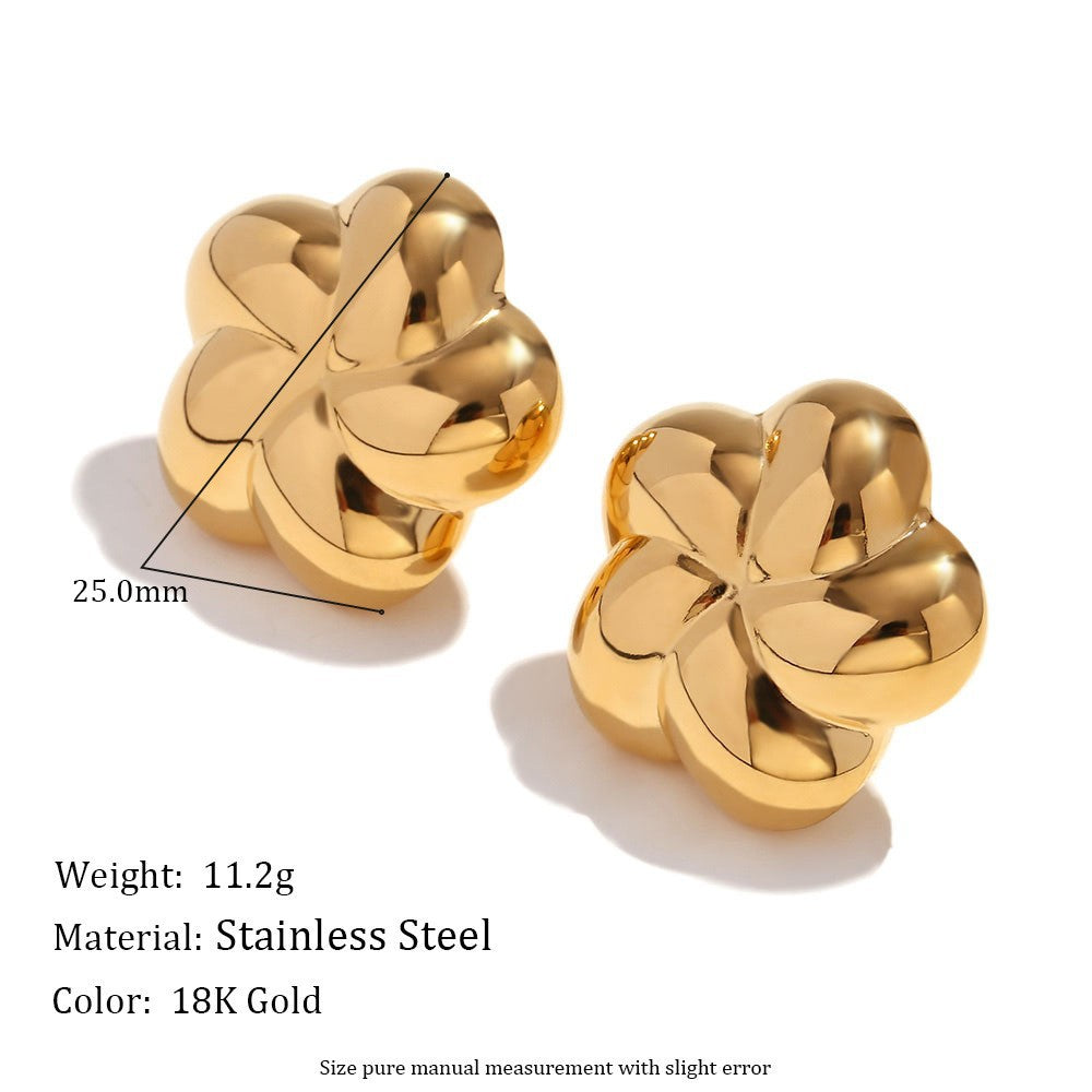 Vintage Floral Ring in Stainless Steel with 18K Gold Plating for Women