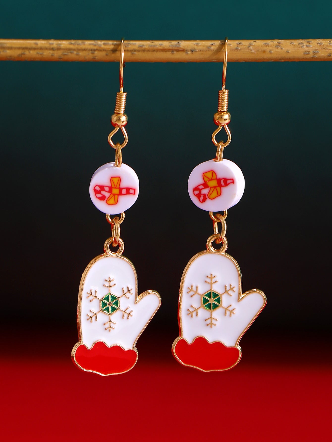 Pendientes de botón minimalistas de árbol de Navidad para mujer con incrustaciones de diamantes de imitación en aleación bañada en oro