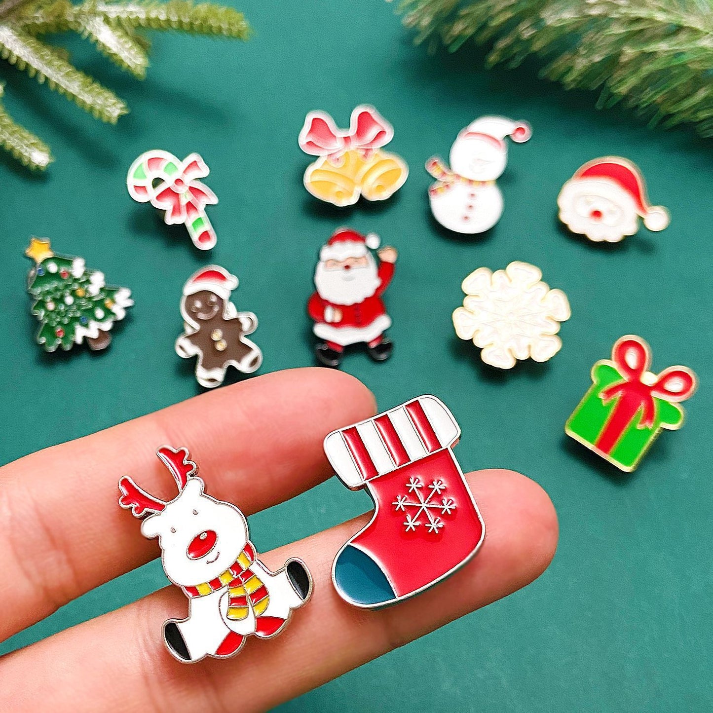 Christmas Pin with Enamel Snowman and Bell Design Alloy Brooch for Unisex Holiday Decoration