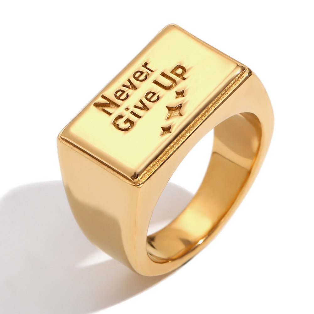 Anello geometrico minimalista da donna in acciaio inossidabile placcato oro 18 carati