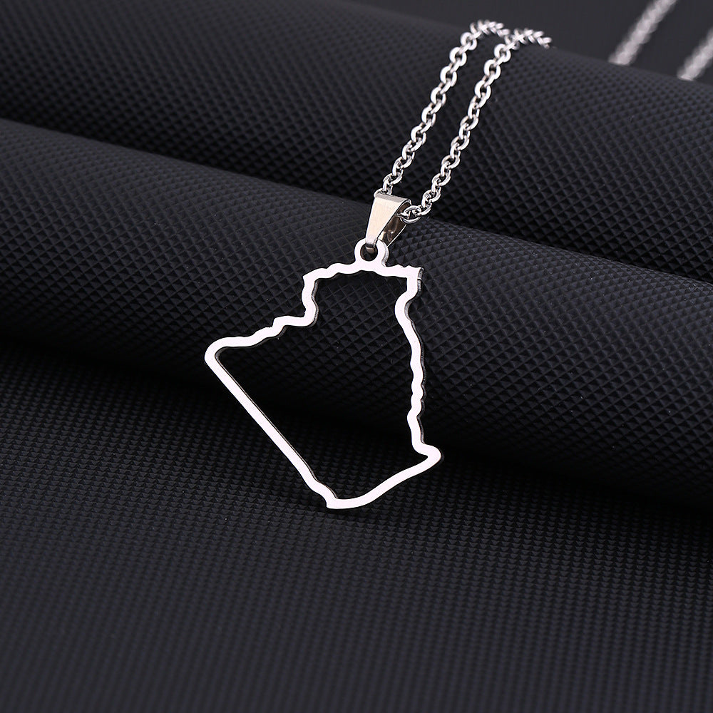 Collana pendente geometrica vintage in acciaio inossidabile con finitura smaltata unisex