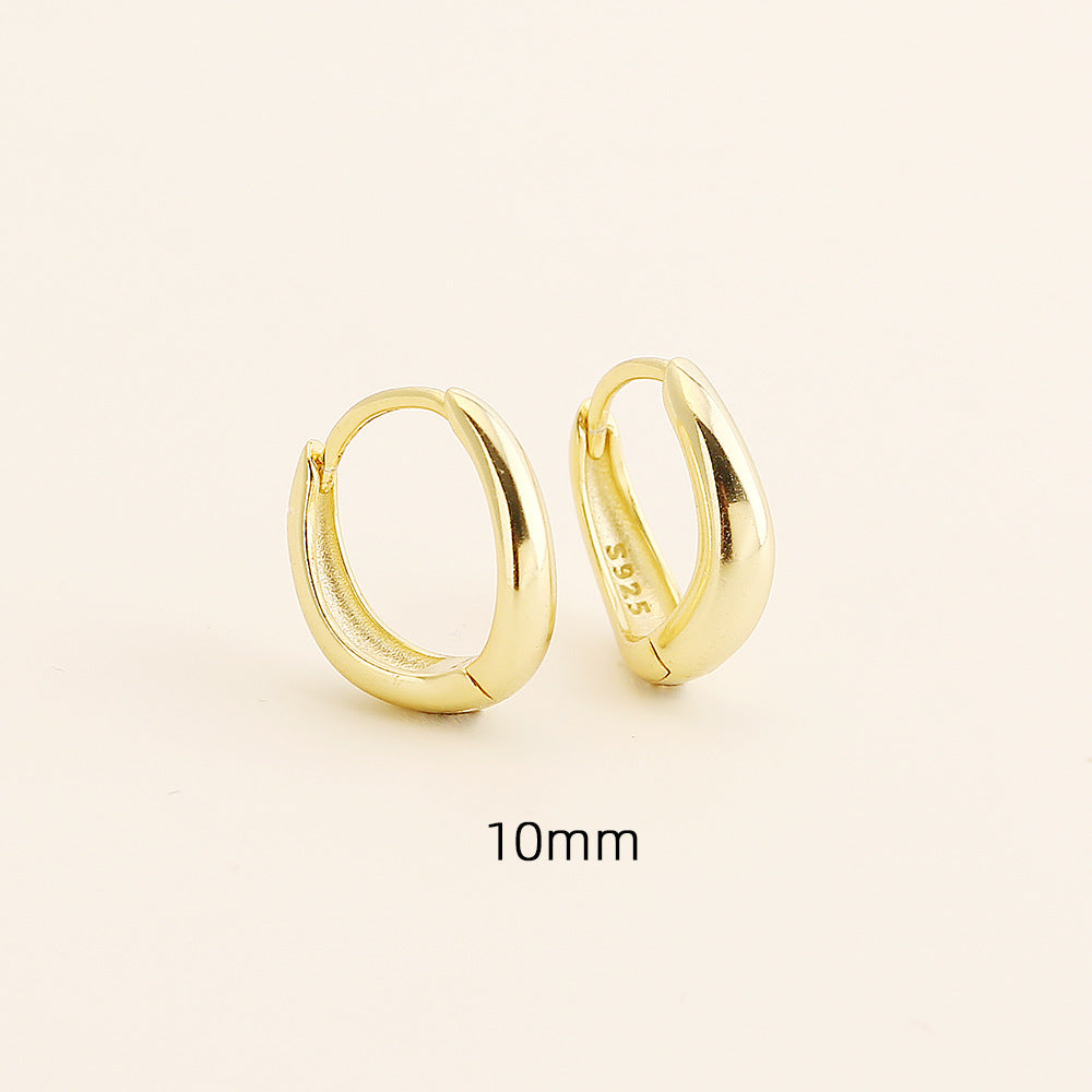 Pendientes de aro pulidos redondos geométricos de plata de ley 925 minimalistas