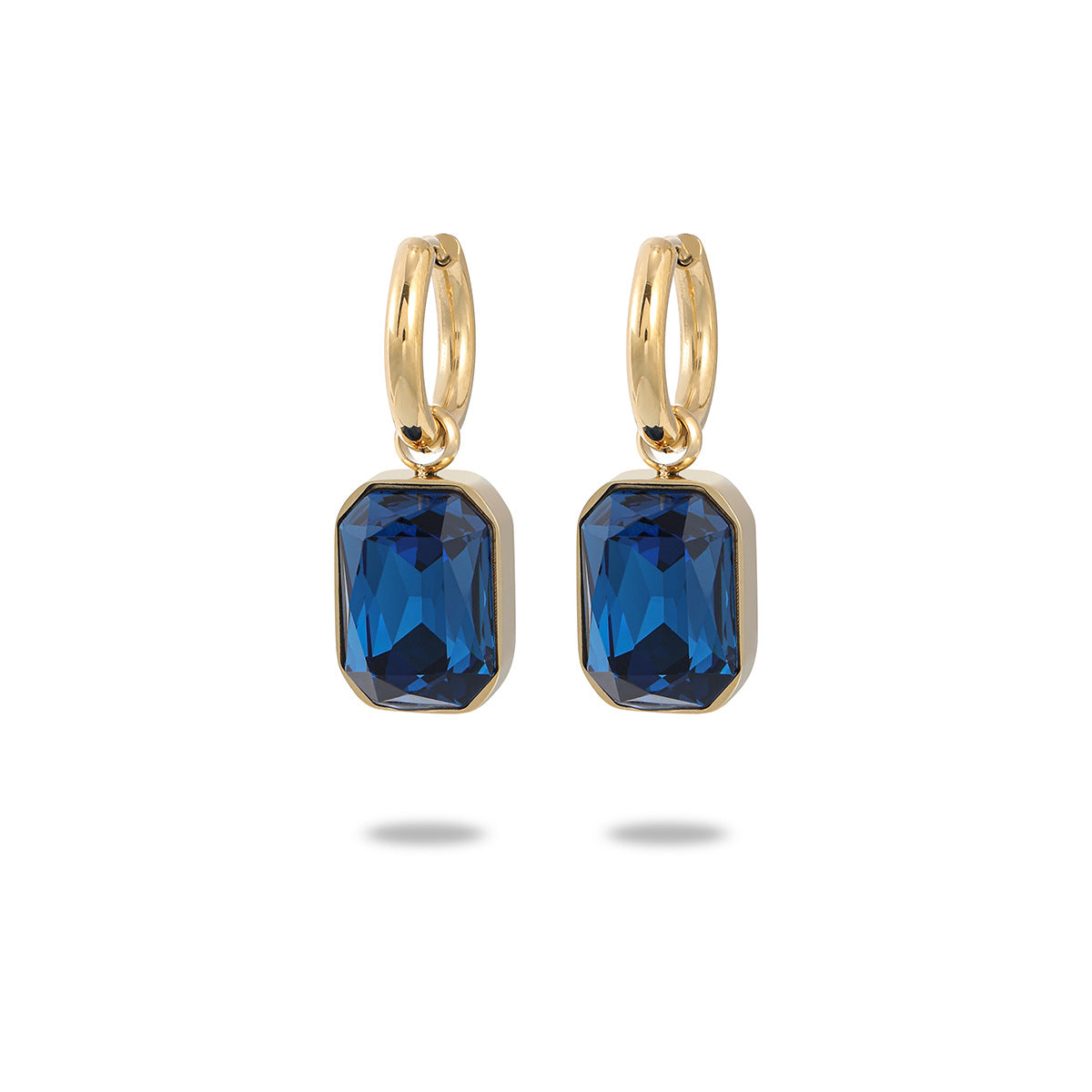 Orecchini da donna in acciaio al titanio con zirconi quadrati geometrici stile Maillard placcati oro 18K