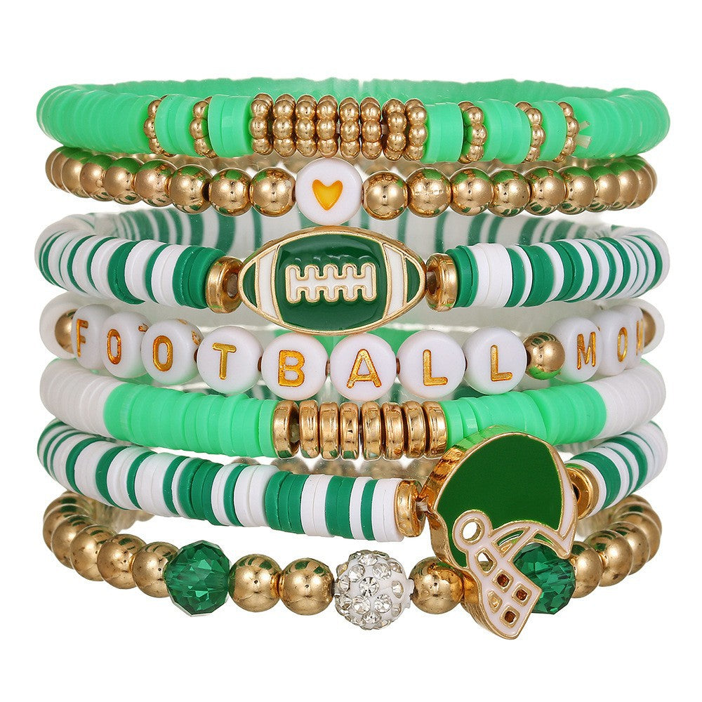 Elegant Crystal Faceted Letter Stretch Bracelet Unisex Glass Beaded Friendship Bangle