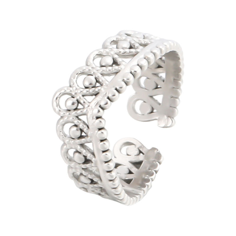 Sweet Vintage Adjustable Crown Plated Titanium Steel Ring for Women