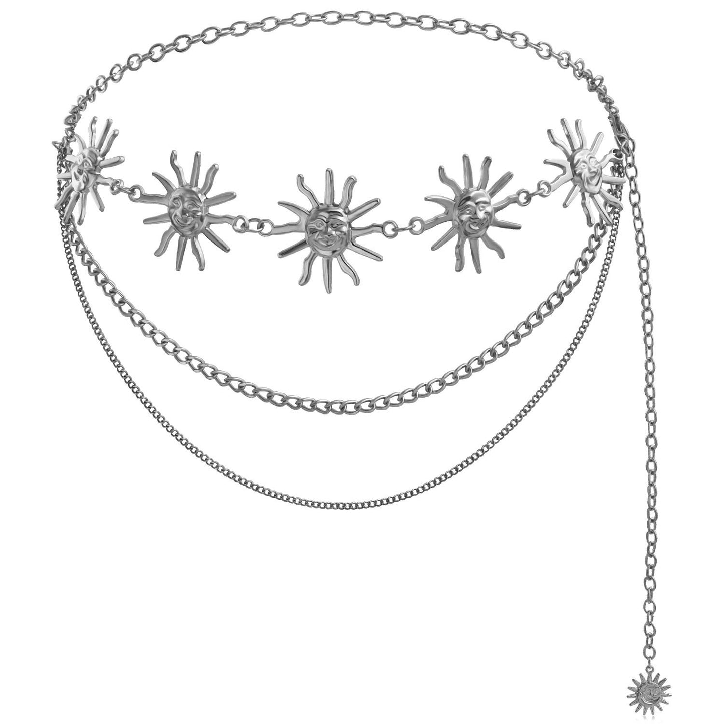 Punk Streetwear Sun Moon Metal Body Chain for Women