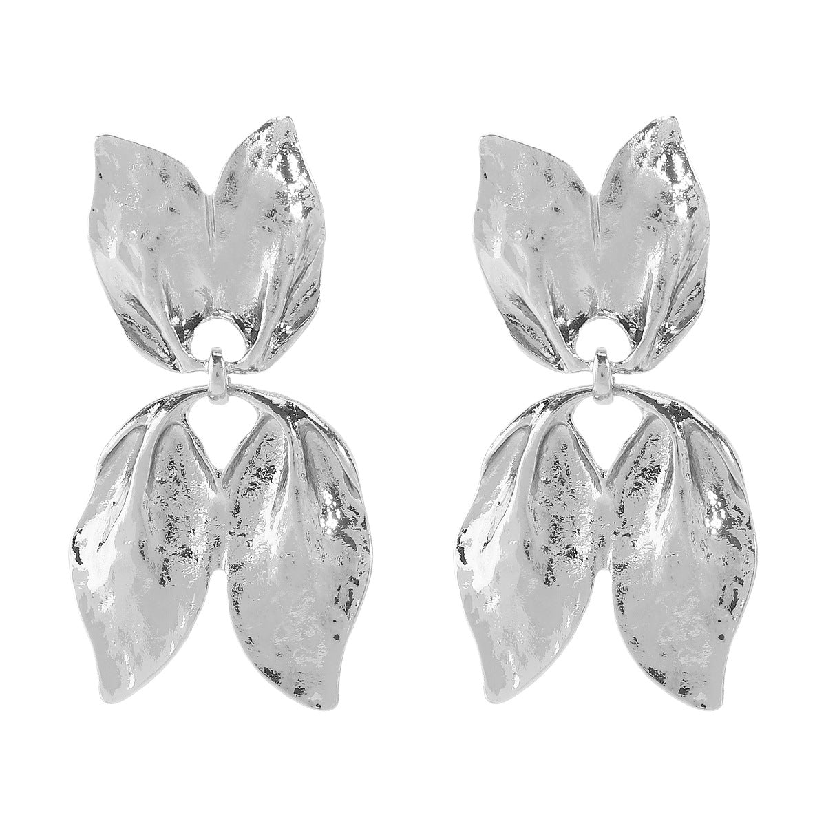 Pendientes de aleación con forma de hoja, minimalistas, para mujer, con acabado pulido y diseño geométrico