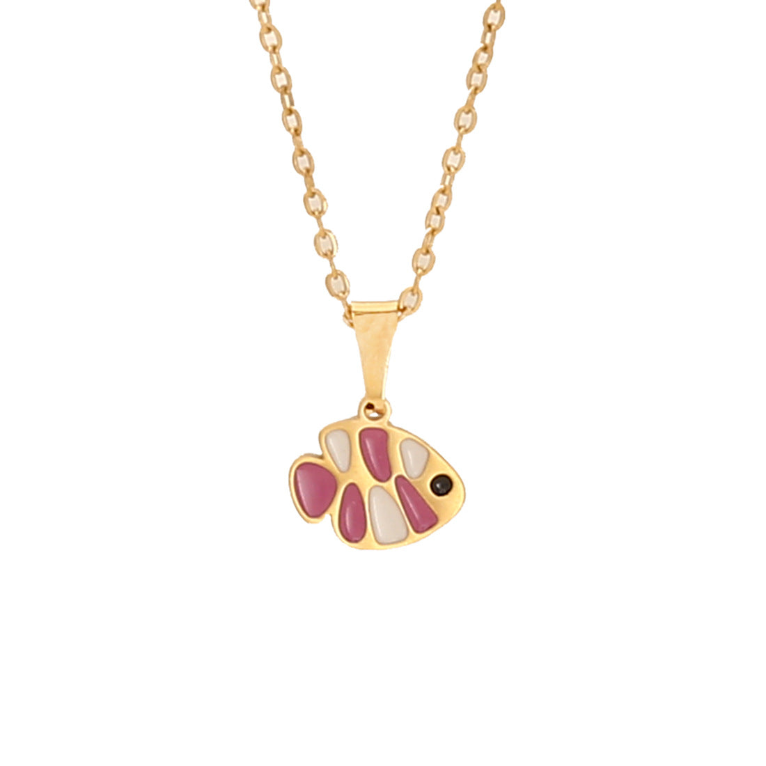 Collana alla Moda a Cuore Rosa con Fiori e Pendente a Farfalla in Acciaio Inossidabile da Donna