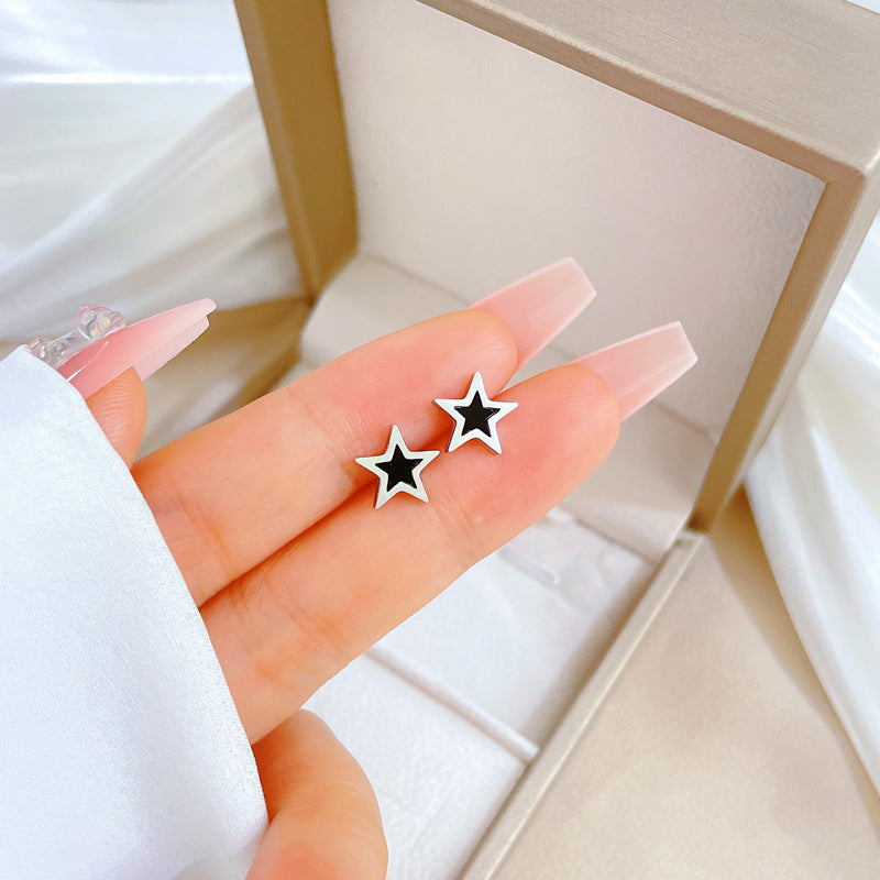 Minimalist Sweet Geometric Titanium Steel Plated Stud Earrings