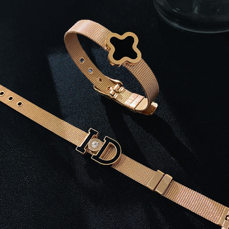 Geometric Star Titanium Steel Plated Cable Chain Bracelet