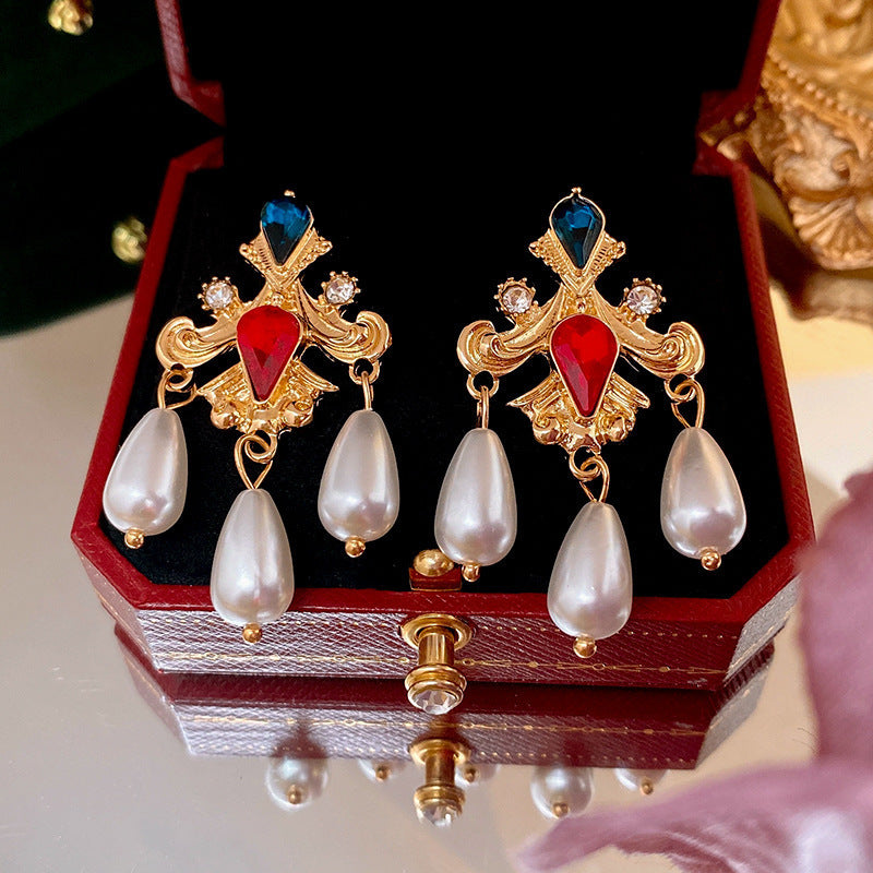 Vintage Geometric Alloy Earrings with Gold-Plated Finish and Stainless Steel Posts for Women
