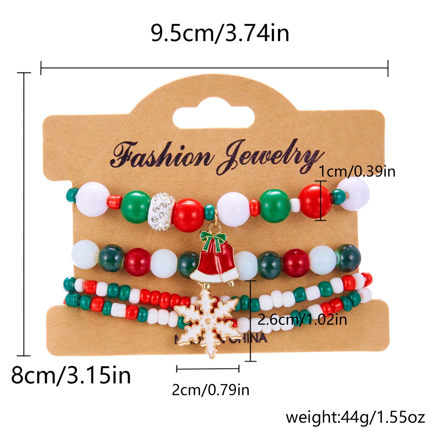 Bracciale da donna natalizio con pupazzo di neve e Babbo Natale in stile cartone animato, in lega di zinco con lavorazione artigianale