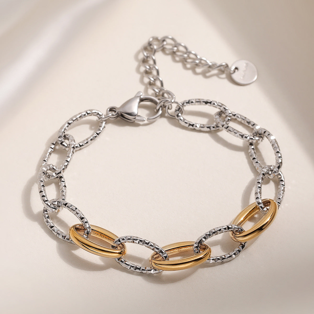 Minimalist Irregular Shape Stainless Steel Bracelet for Women with 18K Gold Plating