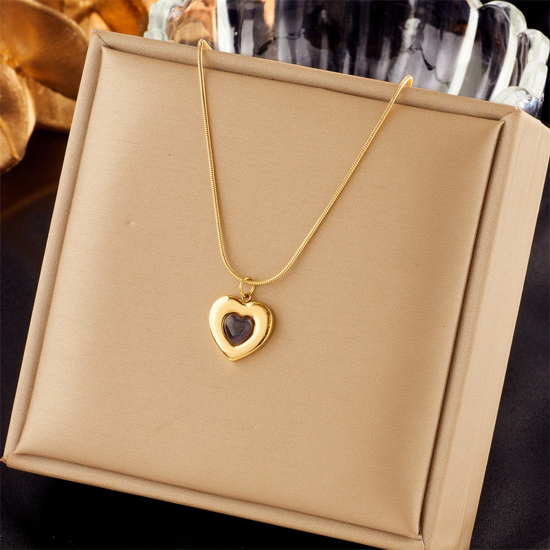 Vintage-Inspired Butterfly Pendant Necklace with Rhinestone Inlay on Stainless Steel Chain for Women