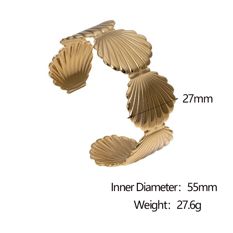 Bracciale Minimalista da Donna in Acciaio al Titanio Placcato Oro 18K, Gioiello Ipoallergenico Leggero in Acciaio Inossidabile