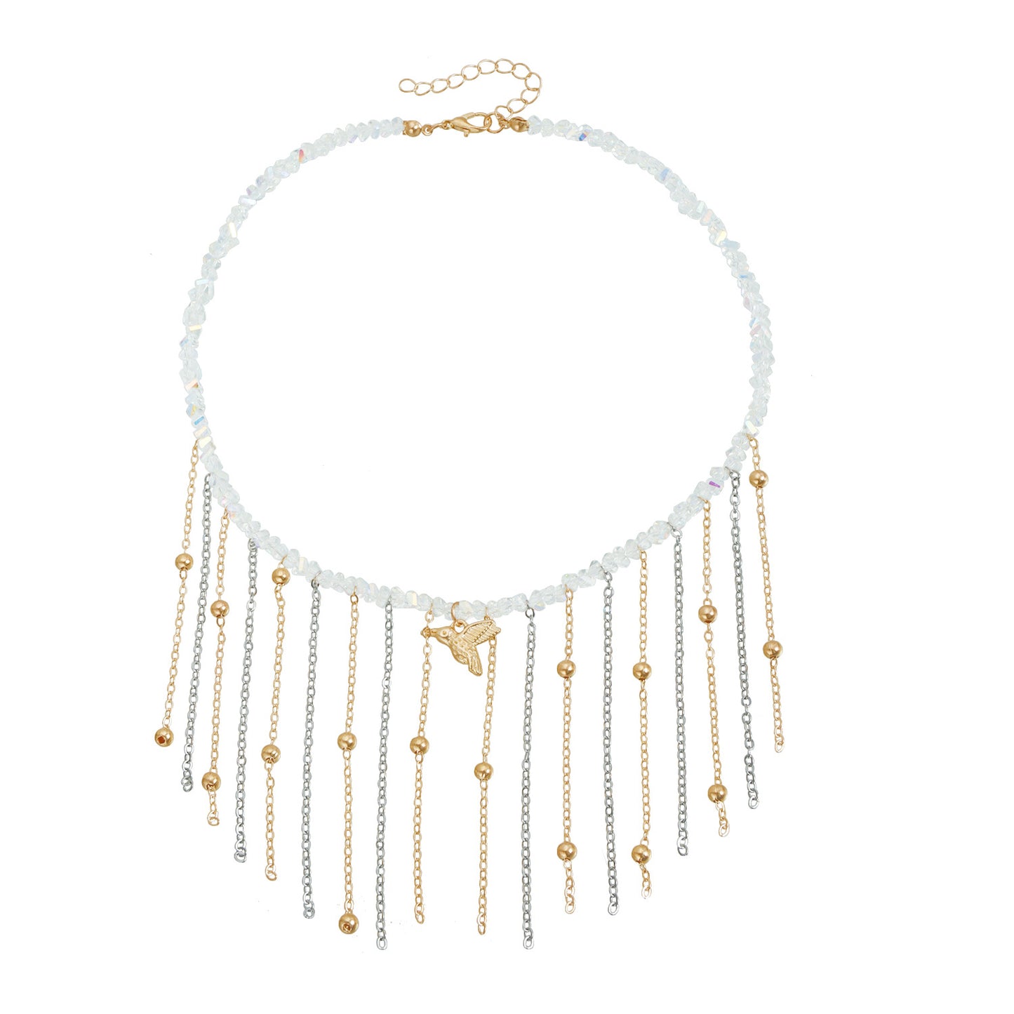 Collar con colgante de aleación con forma de pájaro de estilo minimalista con detalles en oro y cristal para mujer