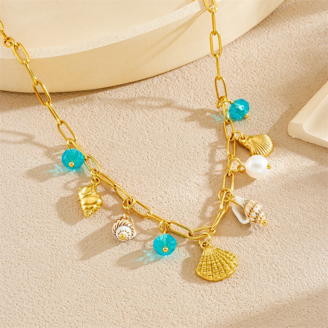 Sweet Gold Plated Animal Stainless Steel Pendant Curb Chain Necklace for Women
