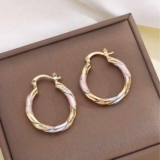 Minimalist Luxury Geometric Round Brass Plated Earrings for Women