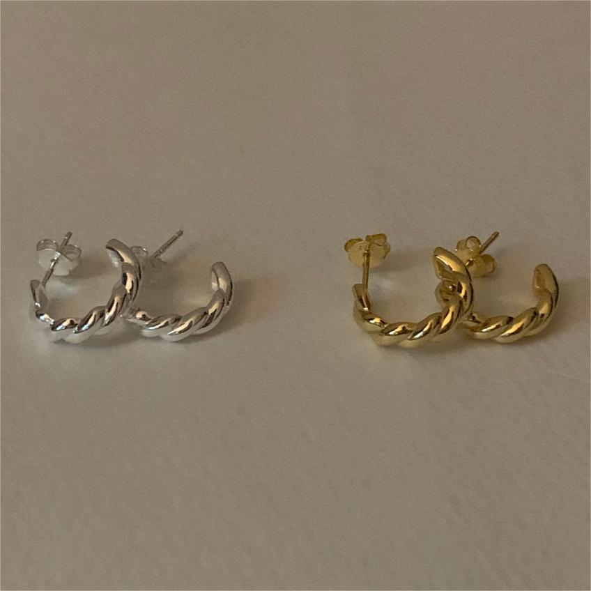 Pendientes de tuerca de plata de ley 925 con forma geométrica de número o letra y alambre retorcido, de estilo minimalista