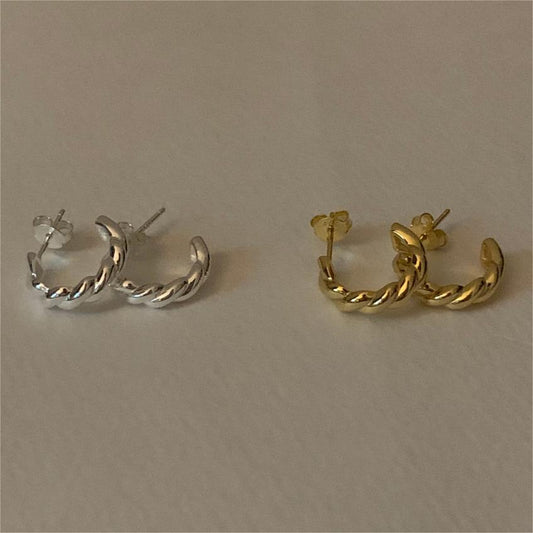 Minimalist Sweet 925 Sterling Silver Plated Geometric Letter Number Twist Wire Stud Earrings