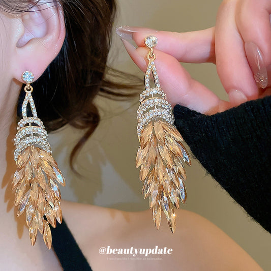 Pendientes colgantes geométricos de rombos estilo retro palaciego con incrustaciones de pedrería en aleación y postes de acero para mujer
