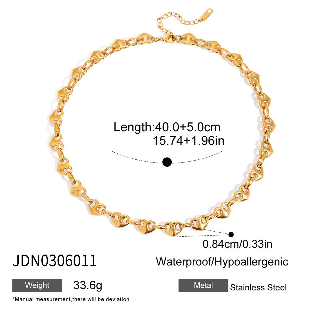 Set di bracciale in acciaio al titanio con chiusura a naso di maiale a forma di cuore chic e orecchini a cerchio in acciaio inossidabile per donna