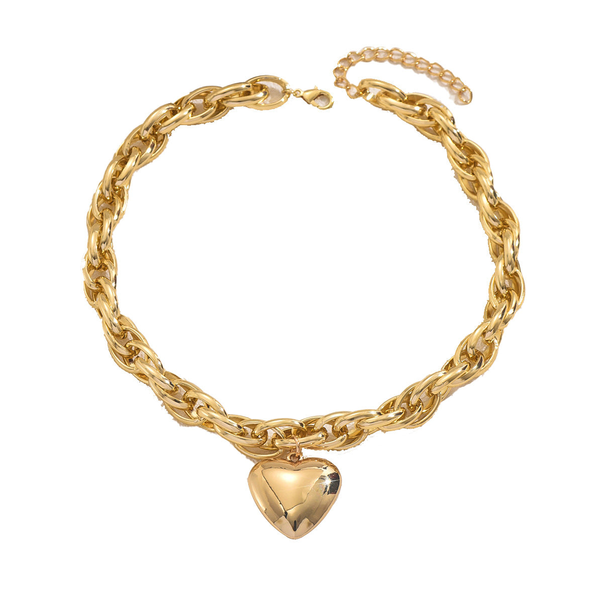 Collar con Colgante de Aleación de Zinc con Corazón Geométrico para Mujer con Acabado Galvanizado, Diseño Moderno y Versátil