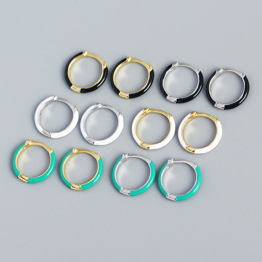 Orecchini a cerchio in argento Sterling S925 geometrici minimalisti rivestiti in resina con finitura premium