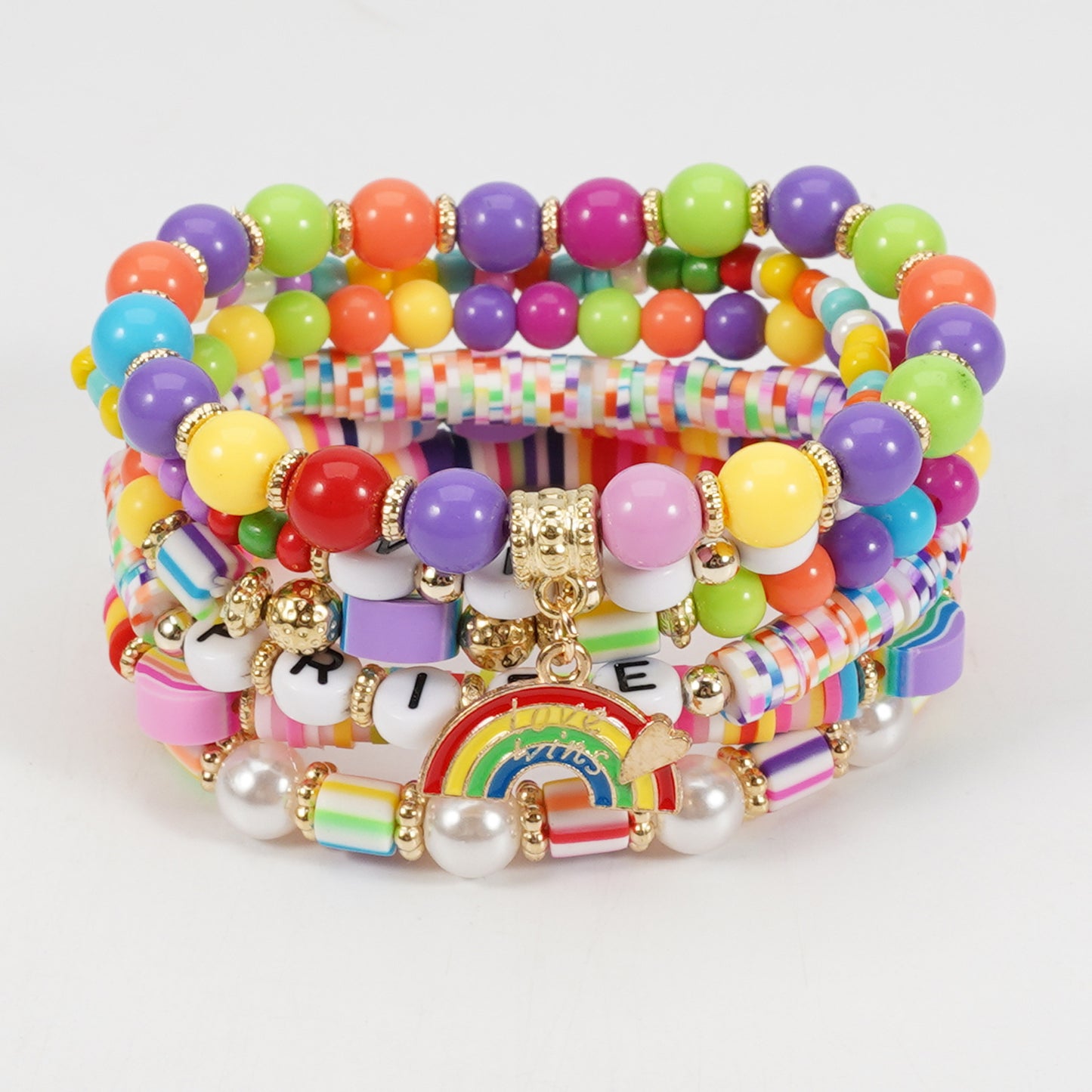 Bohemian Vintage Heart Shape Glass Pendant Multi-layer Bracelet for Women