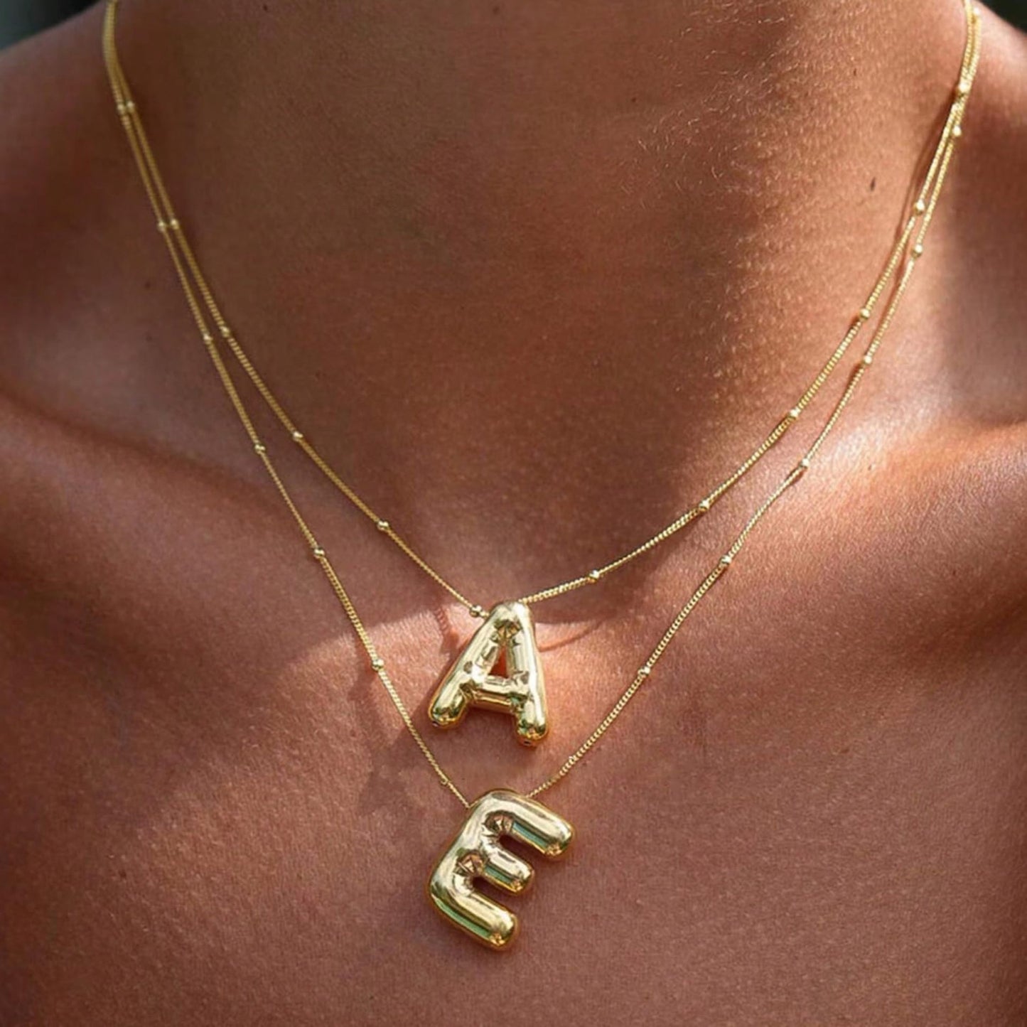 Gold Plated Brass Letter Pendant Necklace for Women