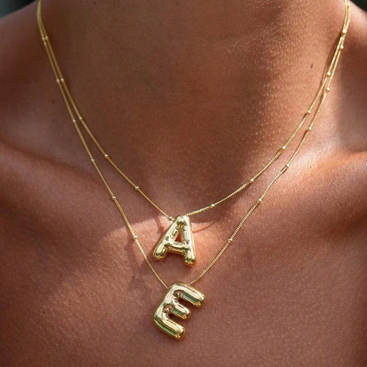 Gold Plated Brass Letter Pendant Necklace for Women