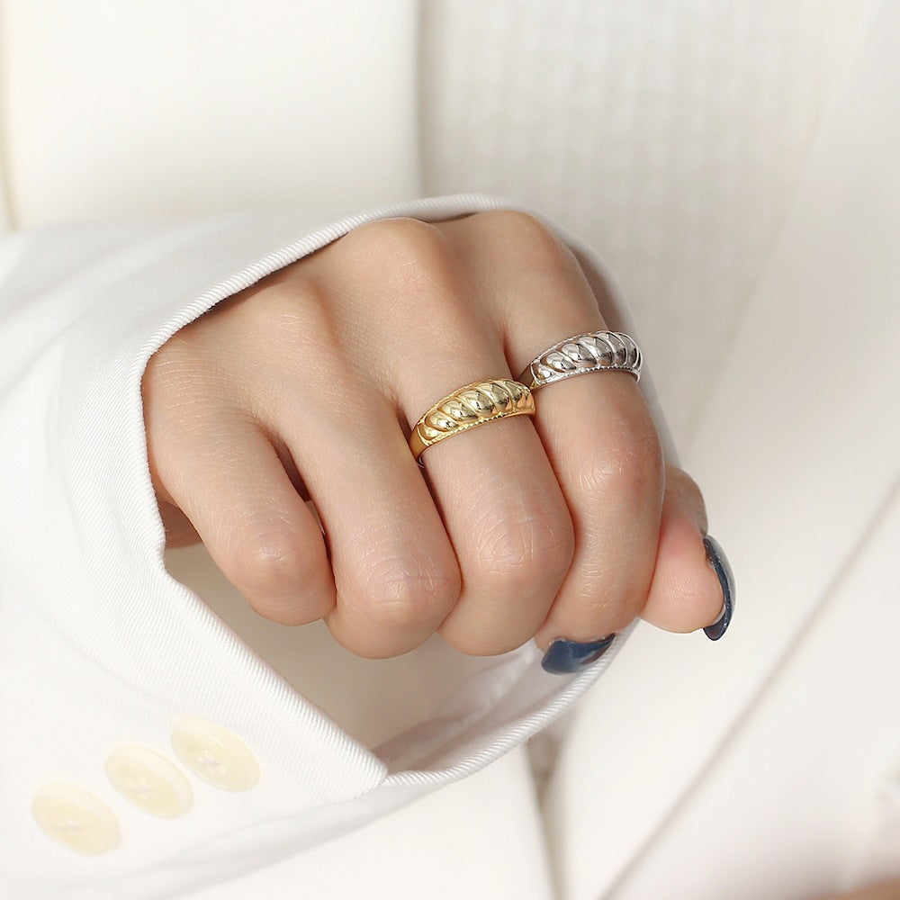 Vintage Sweet 925 Sterling Silver Geometric Plated Twisted Open Ring for Women