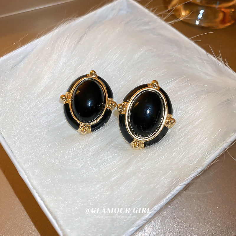 Vintage Geometric Earrings with Enamel Finish in Copper Base and Steel Posts for Women