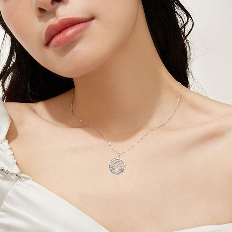 Minimalist Geometric Triangle Pendant Necklace for Women in Stainless Steel with Polished Finish