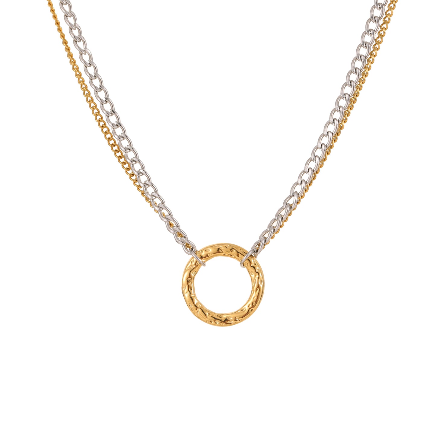 Collar de acero inoxidable geométrico minimalista punk con acabado chapado para mujer