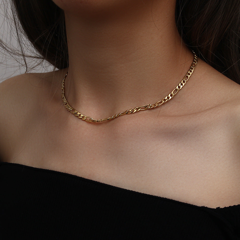 Collar de mujer de acero inoxidable Figaro geométrico de moda con acabado chapado