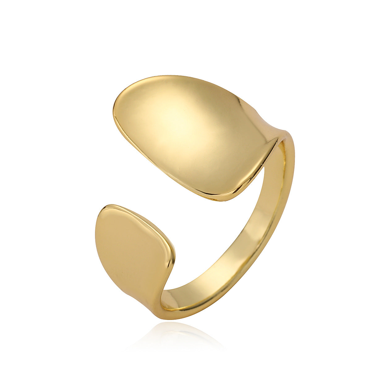 Minimalist Geometric Open Ring for Women Made of Brass with 18K Gold Plating
