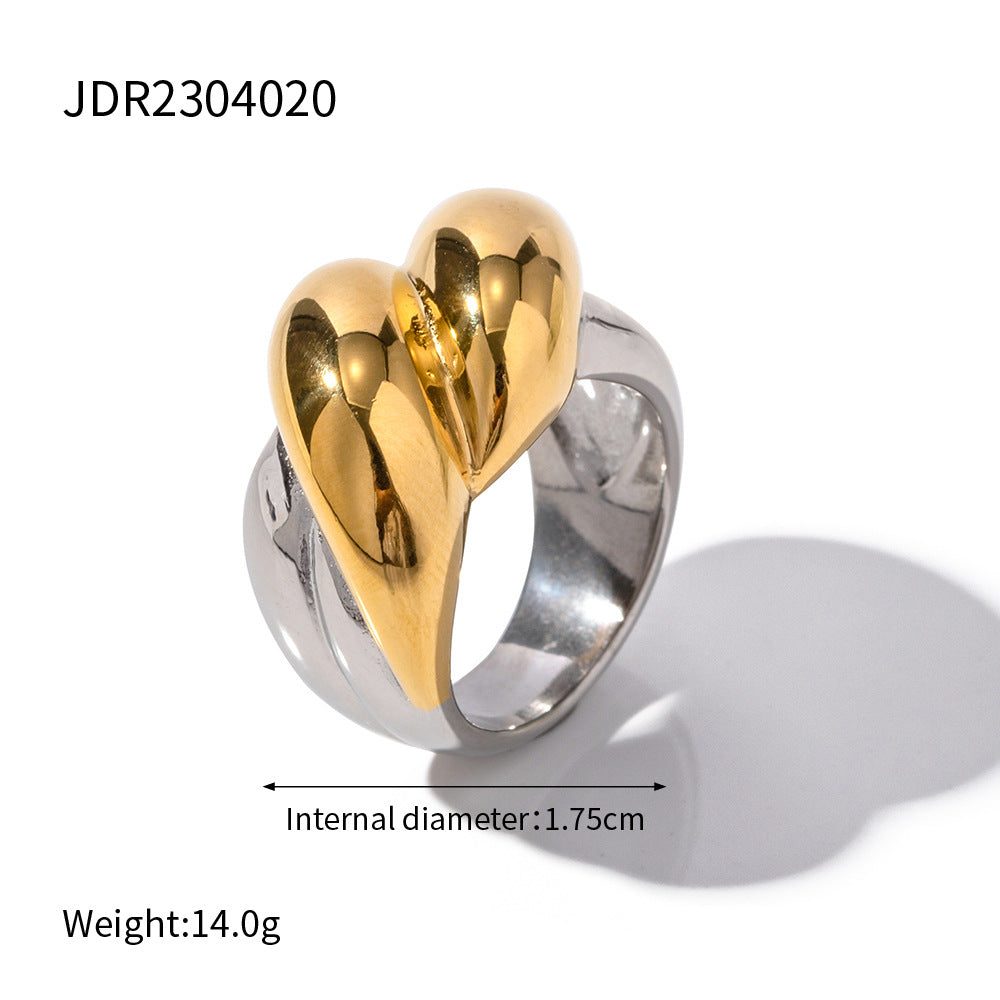 18K Gold Plated Geometric Stainless Steel Ring for Women