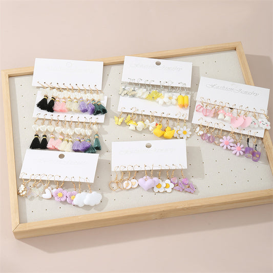 Minimalist Butterfly and Mushroom Shaped Alloy Earrings with Pearl Dangles for Kids, Electroplated Finish, Rainbow Color Theme