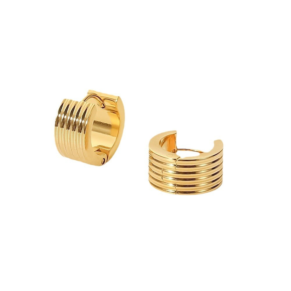 Pendientes de Acero de Titanio Geométricos Estilo INS con Chapado en Oro de 18K para Mujer