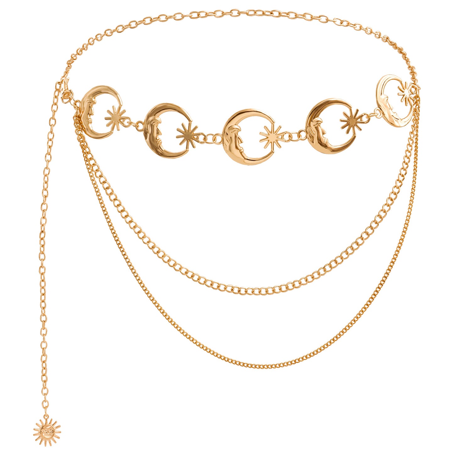 Punk Streetwear Sun Moon Metal Body Chain for Women