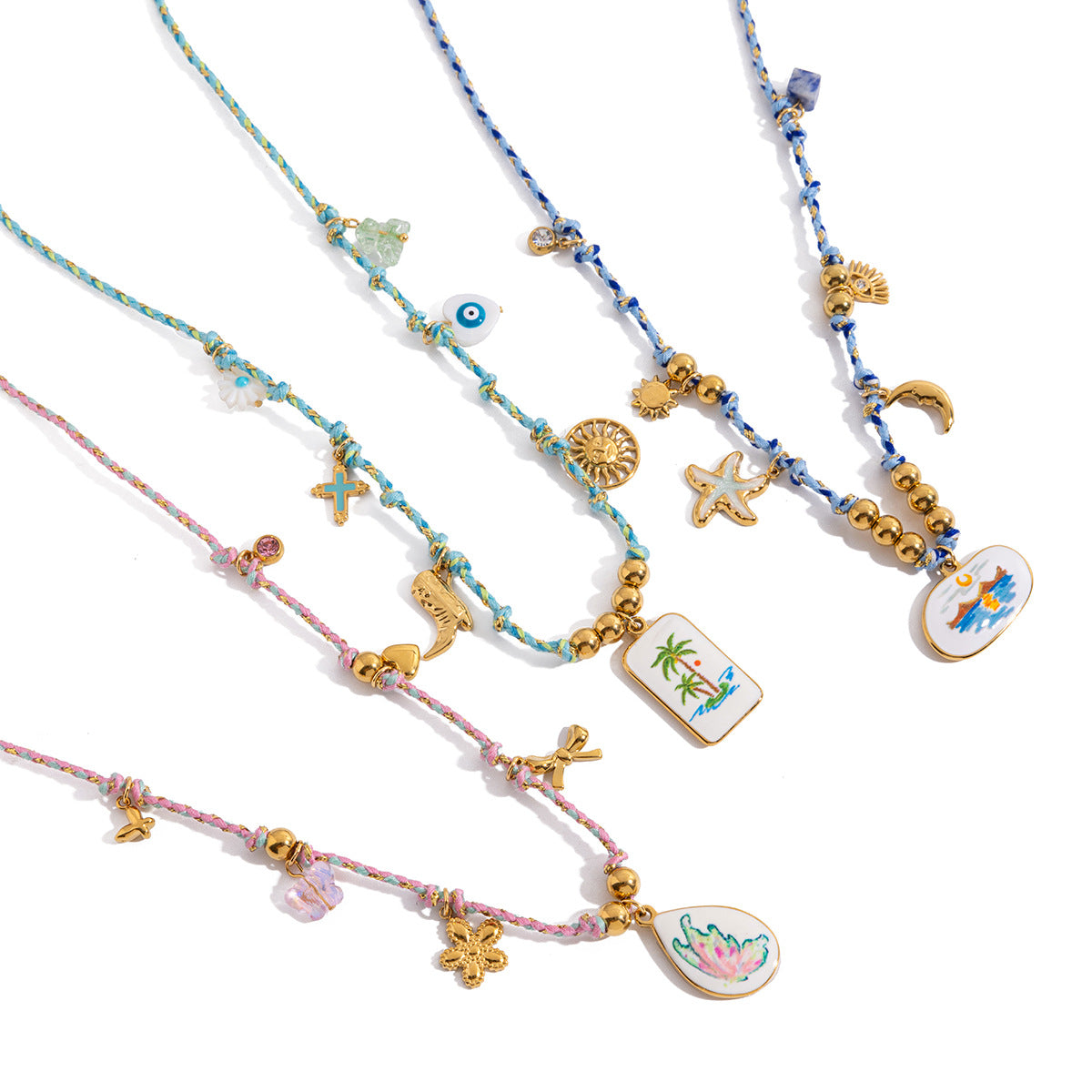 Collar de capas minimalista geométrico chapado en titanio y acero para mujer con acento de hoja de arce, cadena de clavícula de acero inoxidable