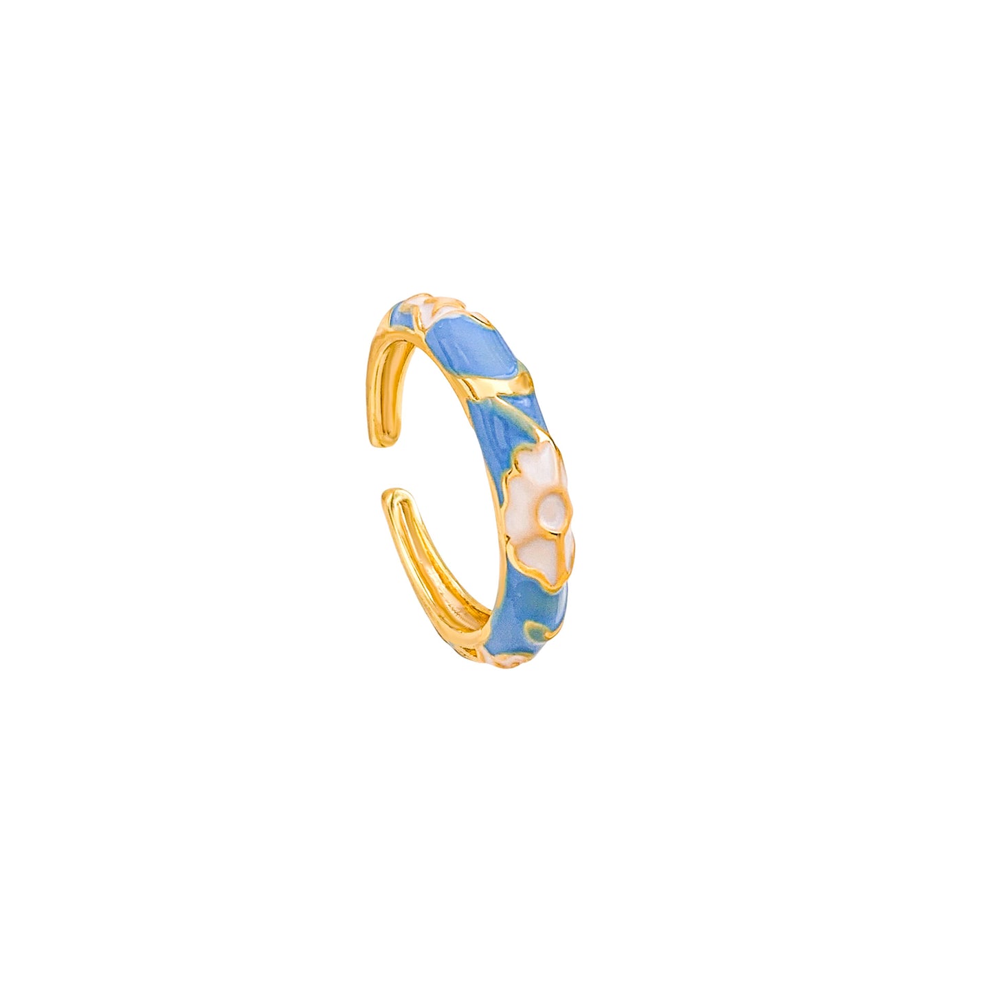 Vintage Sweet Floral Enamel Drip Oil Plated Alloy Adjustable Ring for Women