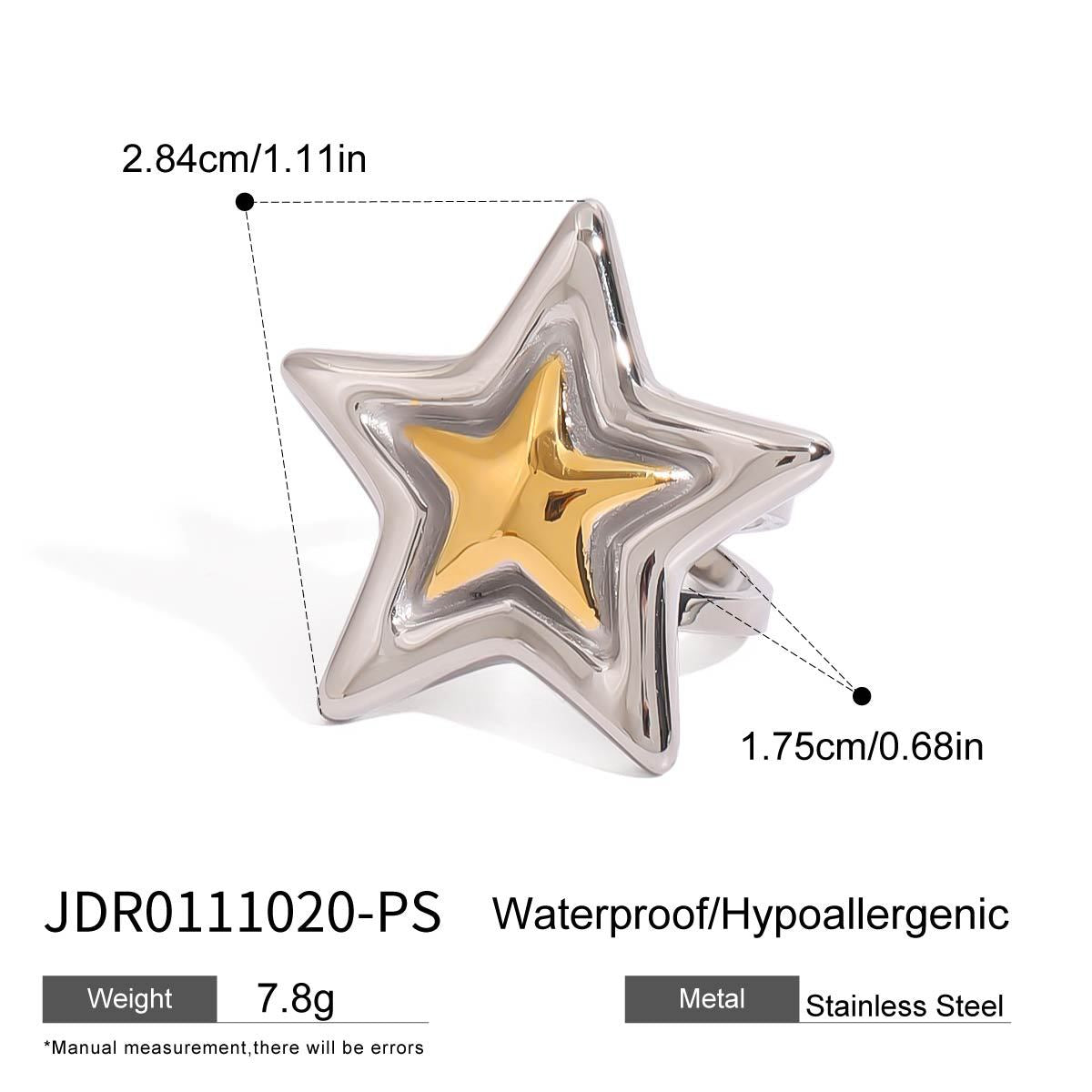 Geometric Star Stainless Steel Plated Ring for Women