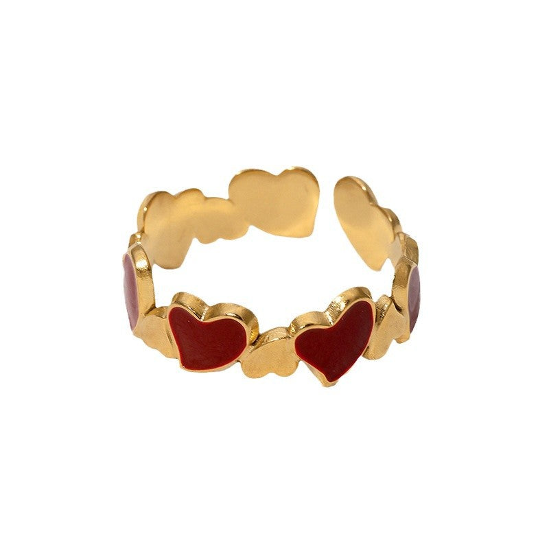 Minimalist Heart-Shaped Gold-Plated Stainless Steel Adjustable Ring for Women