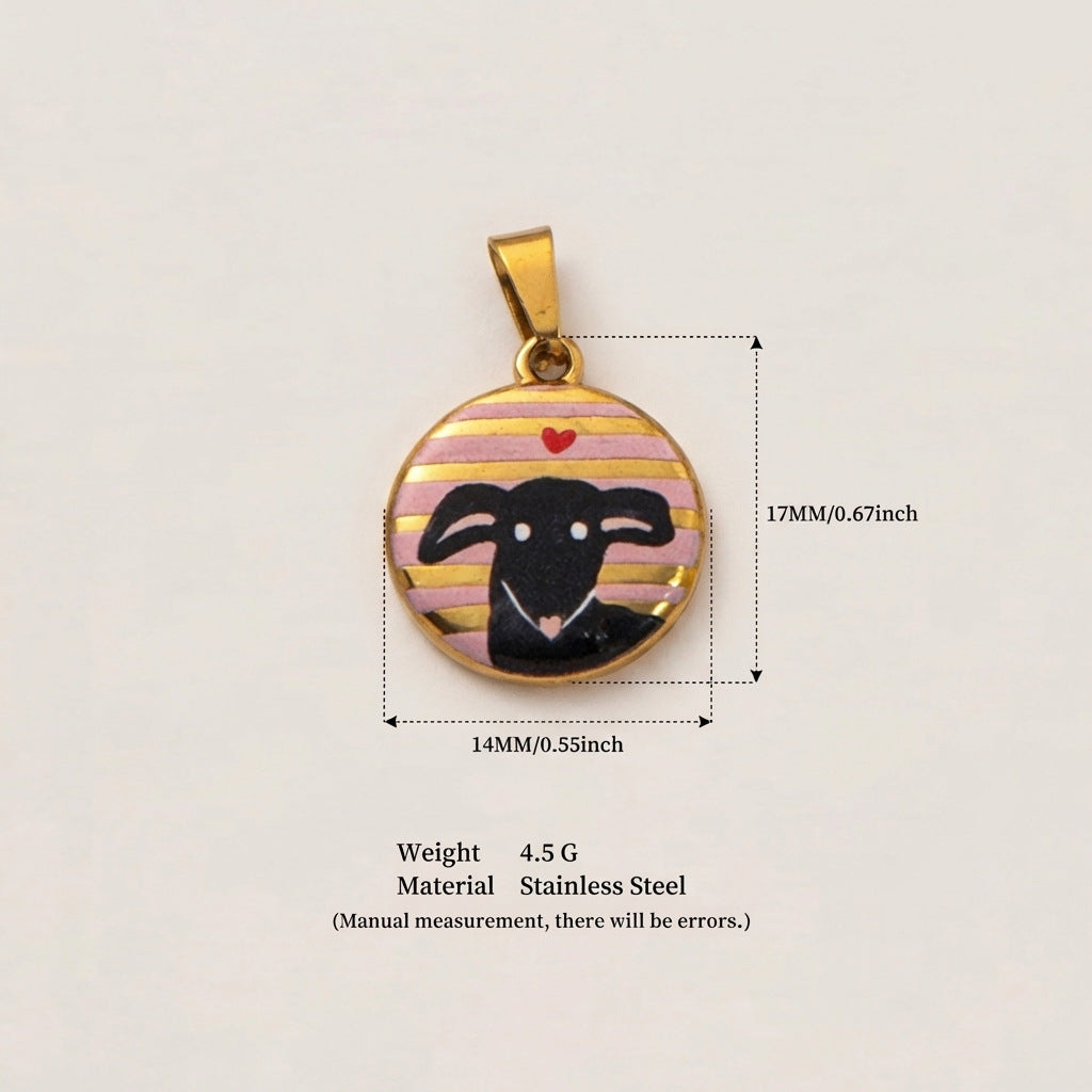 Vintage 18K Gold PVD Stainless Steel Animal Charm Bar