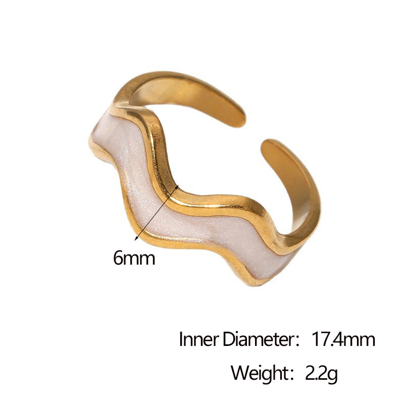 Anello aperto geometrico minimalista vintage francese, gioielli da donna in acciaio inossidabile placcato oro 18 carati