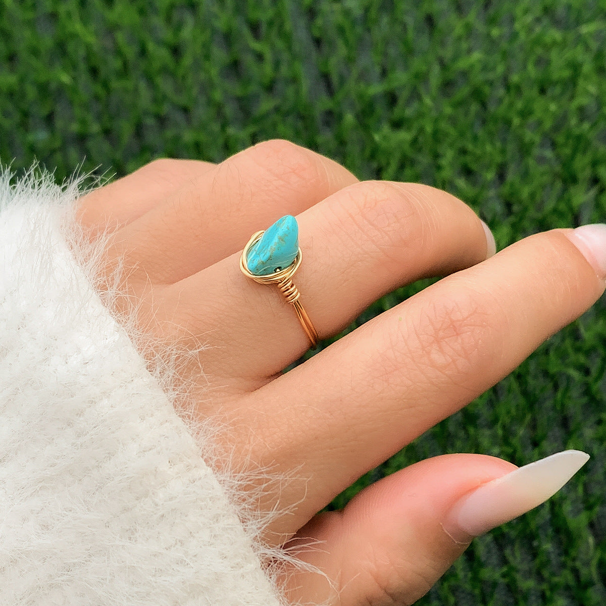 Vintage Punk Plated Acrylic Opal Eye Ring for Women
