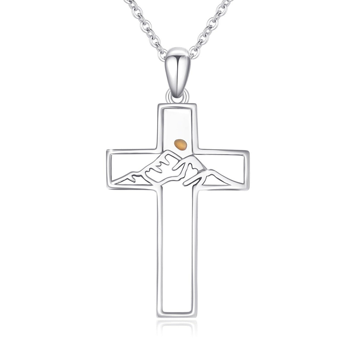 Minimalist Silver-Tone Stainless Steel Cross Pendant Necklace for Women with Plated Finish